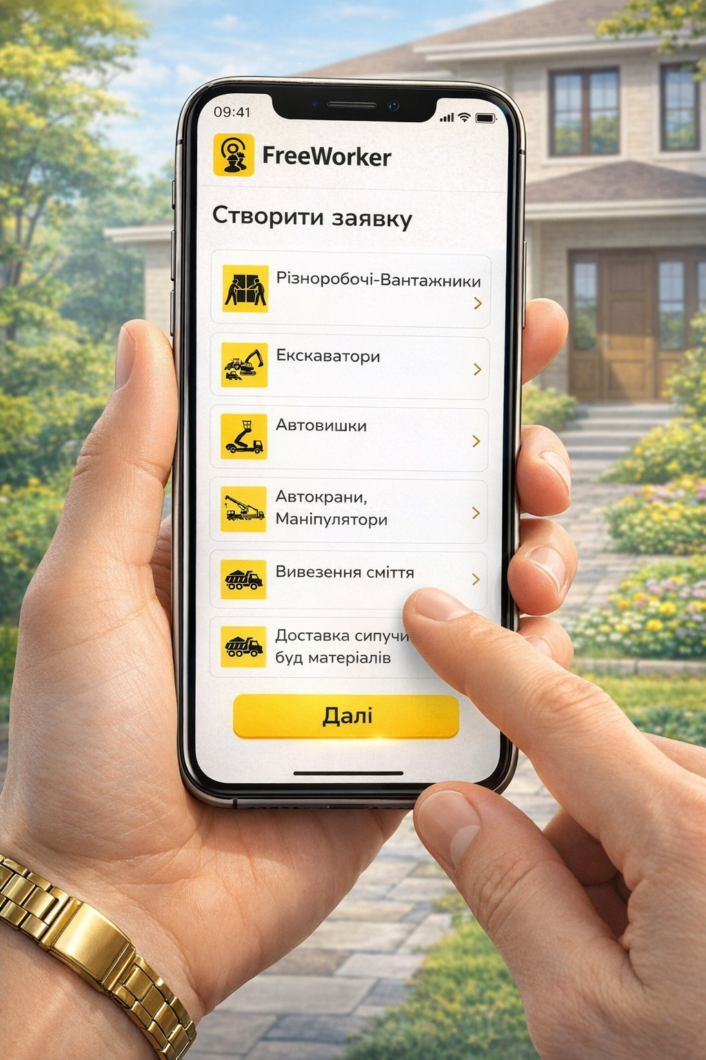 FreeWorker mobile app interface
