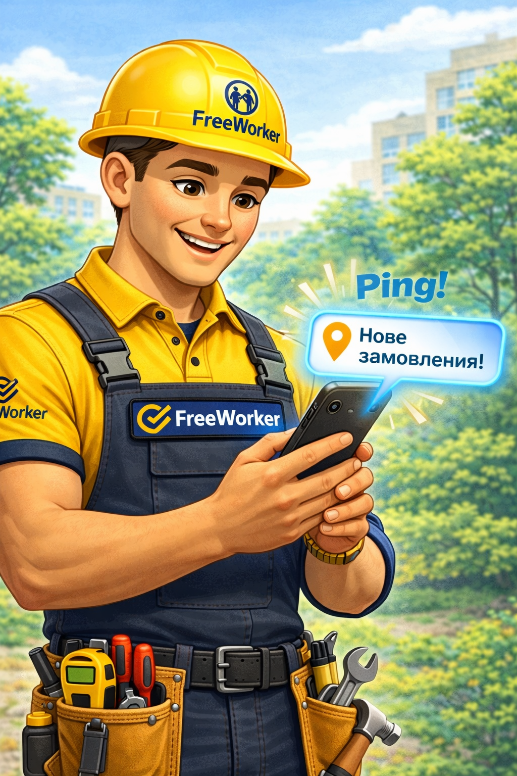 FreeWorker Worker with Smartphone
